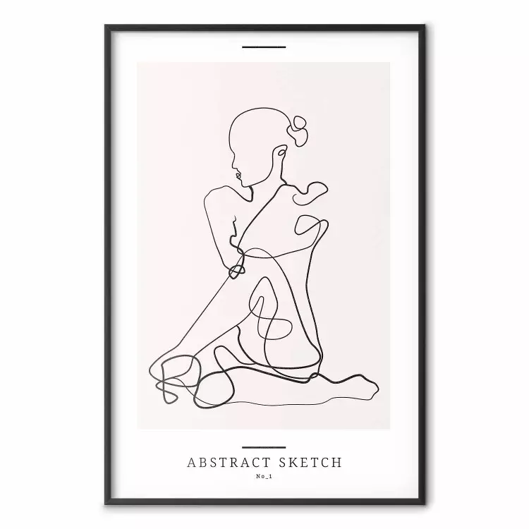 Esboço Abstrato - lineart simples com figura feminina e texto