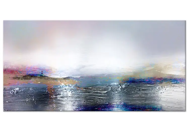 Paisagem prateada II - abstração com pinceladas coloridas sobre fundo em tons claros