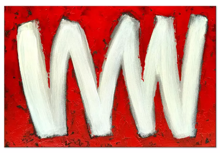 Duas Letras W (1 peça) Largo - abstração em um fundo vermelho