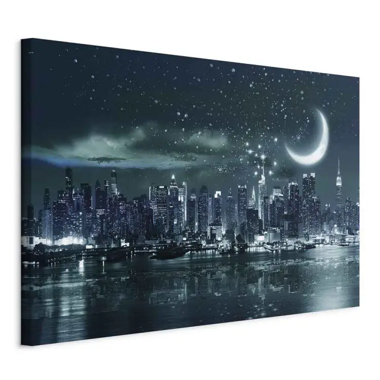Lua sobre Manhattan Largo - Nova York após escurecer