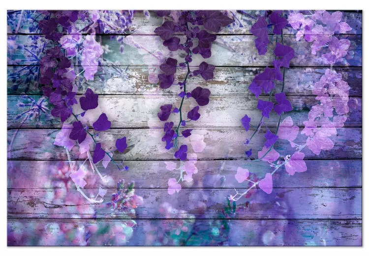 Encanto de Lavanda (1 peça) Largo - flores roxas e tábuas ao fundo