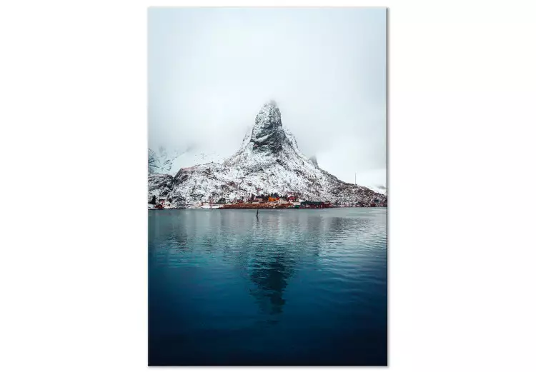 Identidade da Beleza (1 peça) Vertical - paisagem de inverno com montanha sobre a água