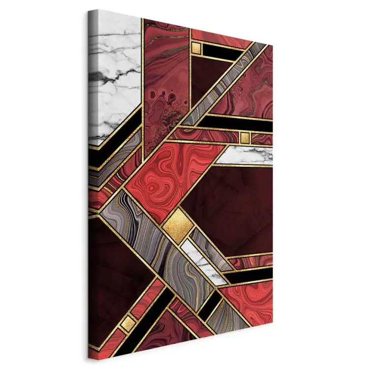 Geometria Vermelho-Ouro Vertical - abstração elegante