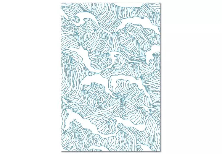 Mar do Japão (1 peça) Vertical - abstração em ondas azuis