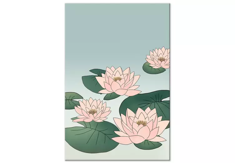 Nenúfares Rosa (1 peça) Vertical - paisagem com flores sobre água