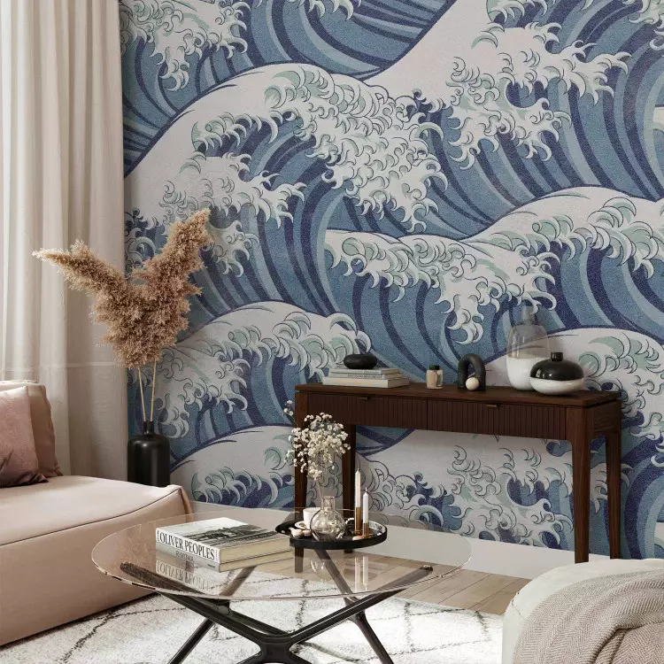Mar Revolto em Kanagawa - padrão de ondas do mar em estilo japonês