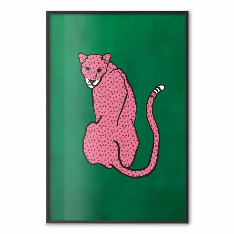 Gepardo rosa - tema animal sobre fundo verde intenso