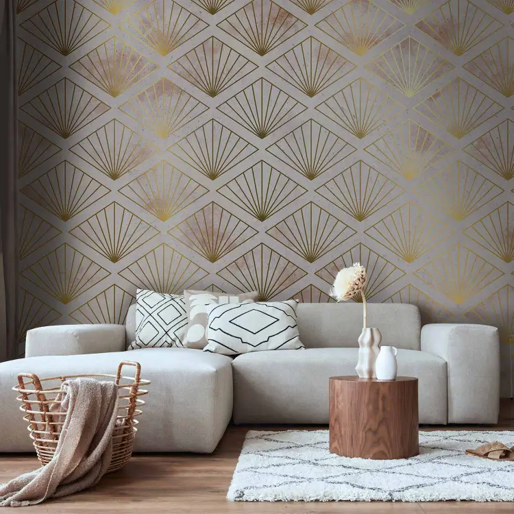 Lembrança Art Déco - composição uniforme com padrão dourado