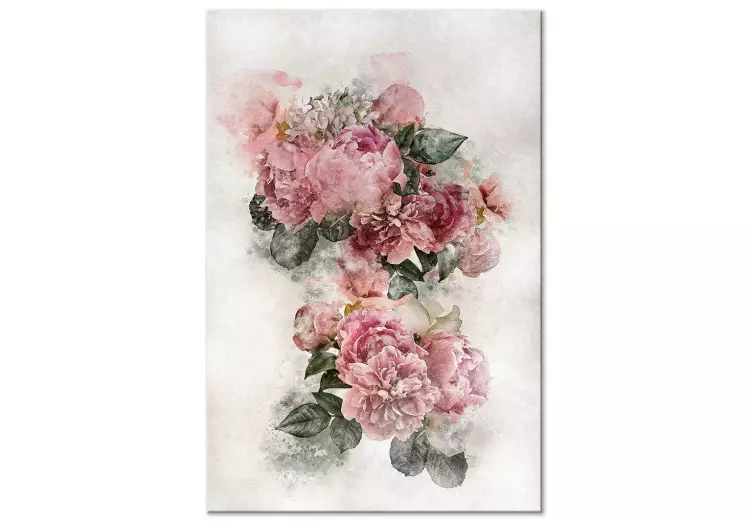 Peônias em Flor (1 peça) Vertical - flores cor de rosa e fundo claro
