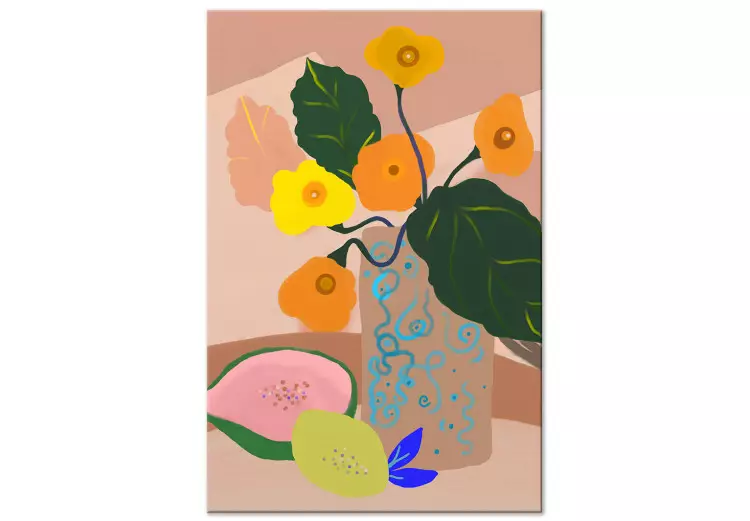 Flores no Vaso (1 peça) Vertical - buquê e frutas exóticas