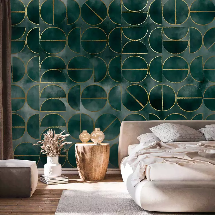 Abstração Dourada - composição geométrica em estilo art déco