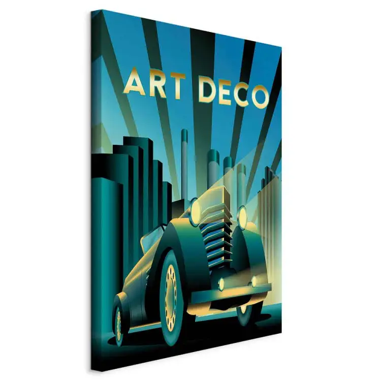 Carro Retrô Vertical - carro e escrita dourada art déco