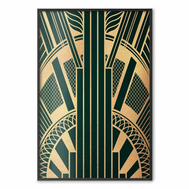 Arranha-céu Art Deco - em preto sobre fundo dourado