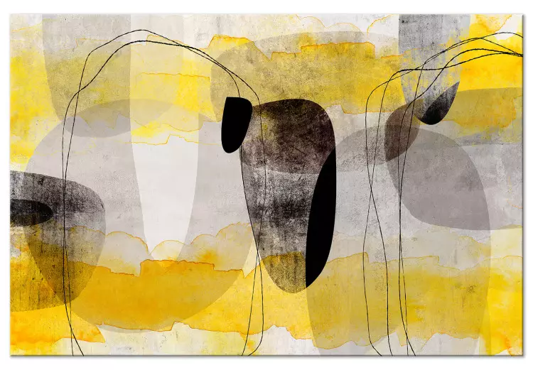 Abstração (1 peça) - composição geométrica em amarelo e preto