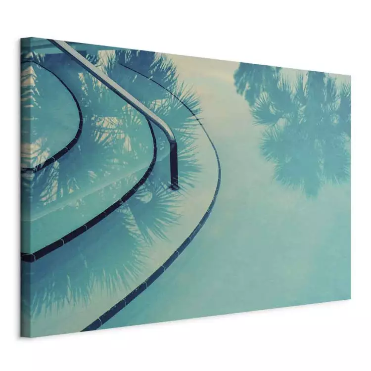 Na Flórida (1 peça) - paisagem azul e reflexo de palmeira na água