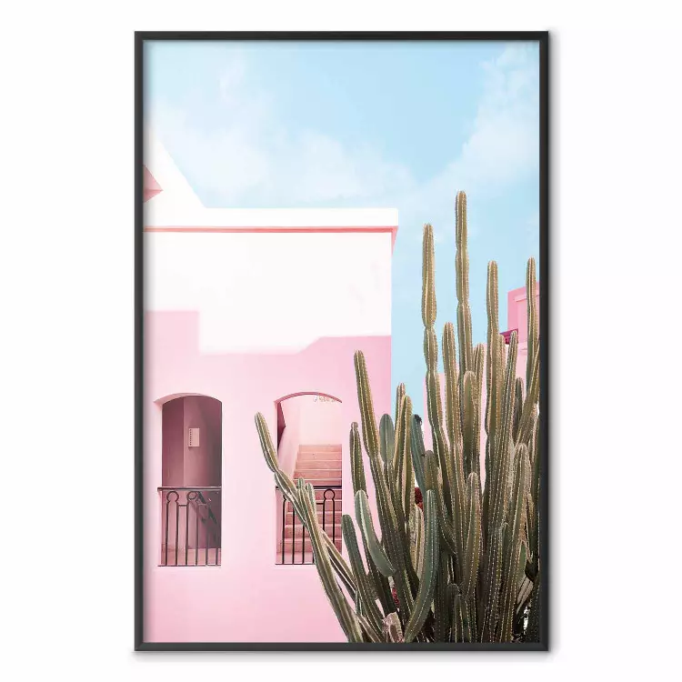 Cato de Miami - casa de férias cor-de-rosa contra o céu azul e a luz