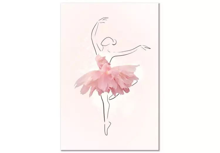 Bailarina (1 peça) - arte linear de uma mulher em um vestido floral rosa
