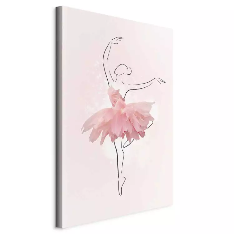 Bailarina (1 peça) - arte linear de uma mulher em um vestido floral rosa