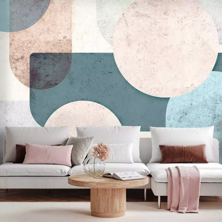 Desordem geométrica - composição abstrata de formas em pastel - segunda variante