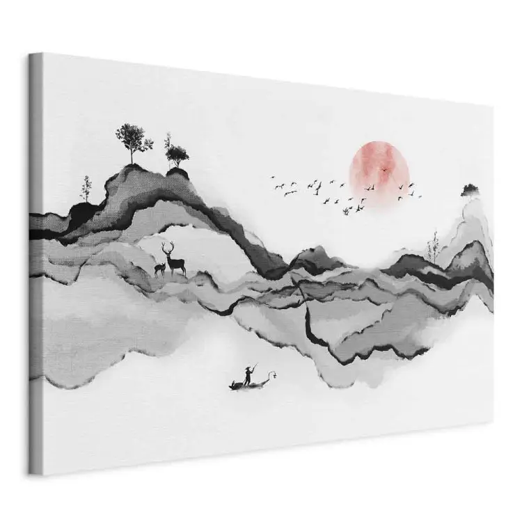 Montanhas em Aquarela - bela paisagem natural em estilo japonês