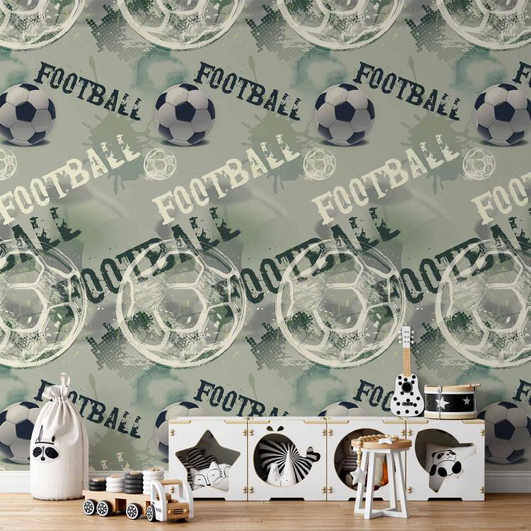 Papel de parede For a Sports Lover - Graphics and Inscriptions with a Football - Green