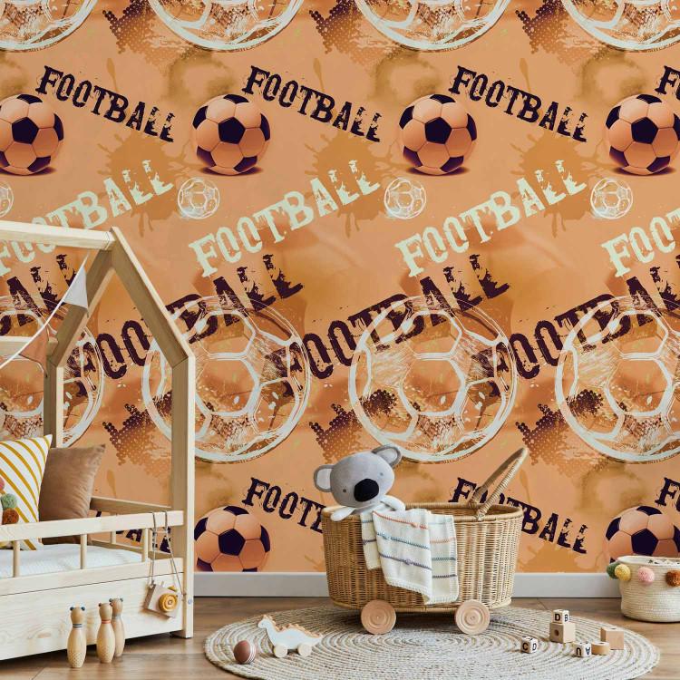 Papel de parede For a Sports Lover - Graphics and Inscriptions with a Football - Orange