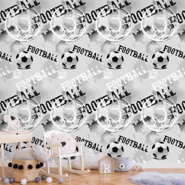 Papel de parede For a Sports Lover - Graphics and Inscriptions with a Football - Black and White