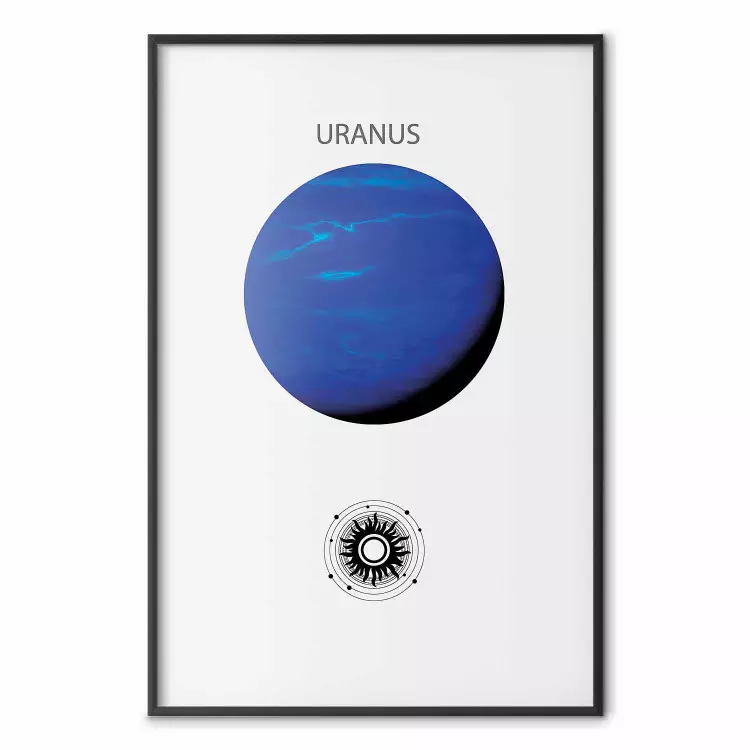 Úrano II - o planeta azul do sistema solar sobre um fundo cinzento