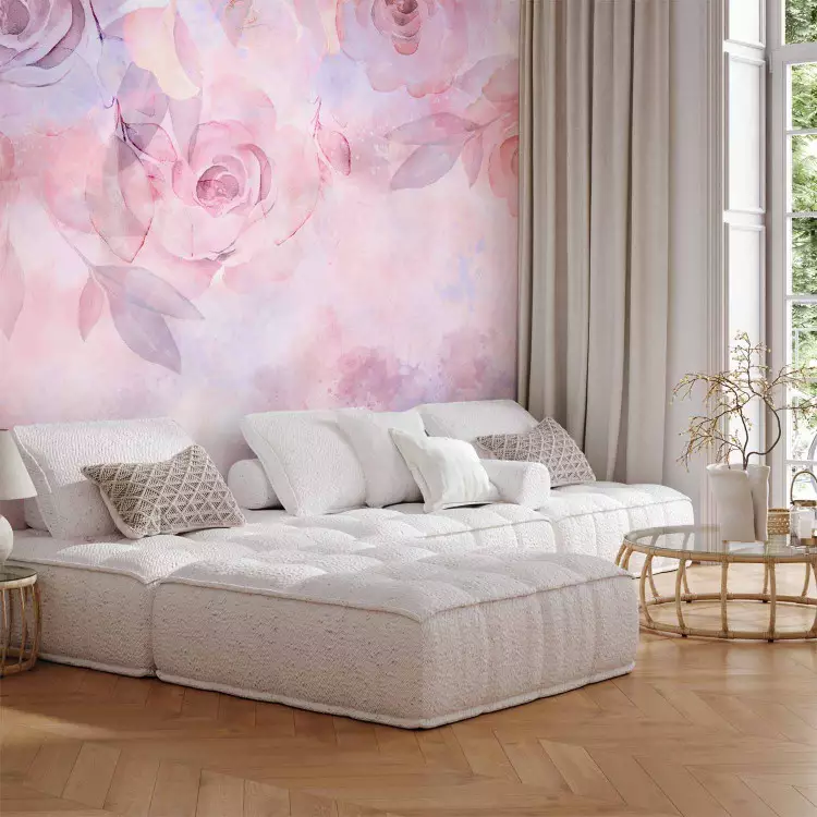 Rosas atmosféricas - flores abstractas cor-de-rosa num estilo romântico