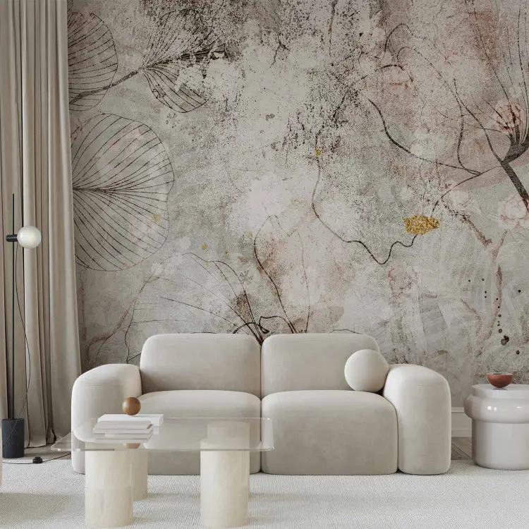 Afresco floral - plantas naturais como decoração de parede