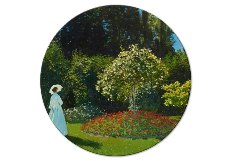 Mulher num jardim, Claude Monet - paisagem primaveril com vegetação