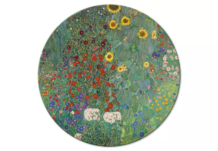 Jardim rural com girassóis, Gustav Klimt - flores multicoloridas
