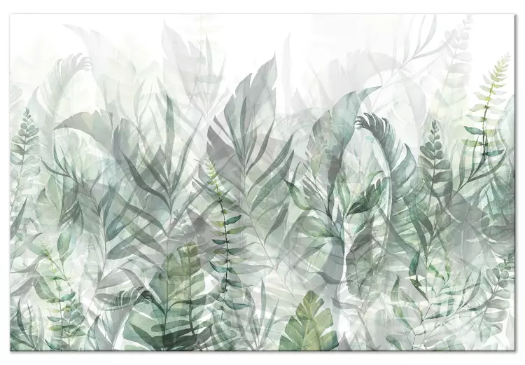 Prado Selvagem (1 peça) - folhas delicadamente contornadas em um fundo claro