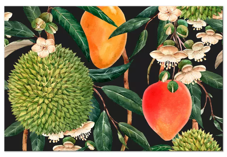 Frutas Exóticas (1 peça) - plantas tropicais em um fundo preto