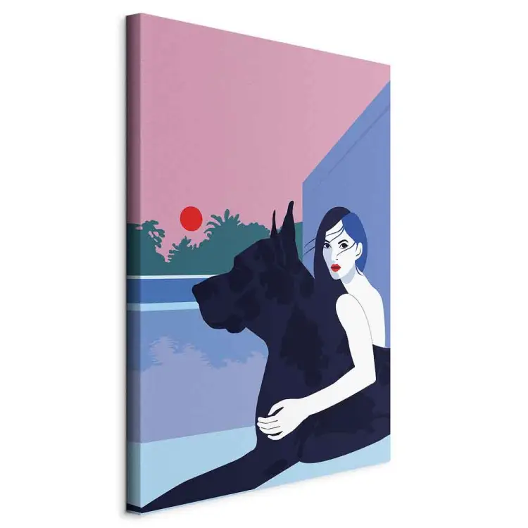 Mulher com Cachorro - ilustração vetorial minimalista