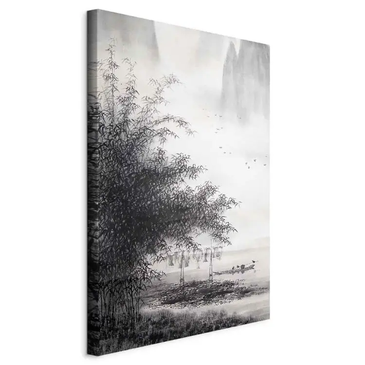 Pintura chinesa - paisagem tradicional pintada a tinta preta
