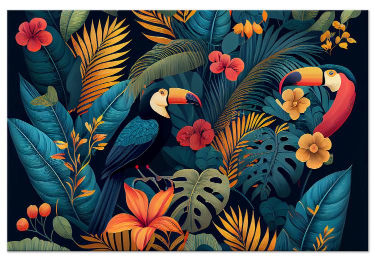 Quadro em tela Exotic Birds - Toucans Among Colorful Vegetation in the Jungle