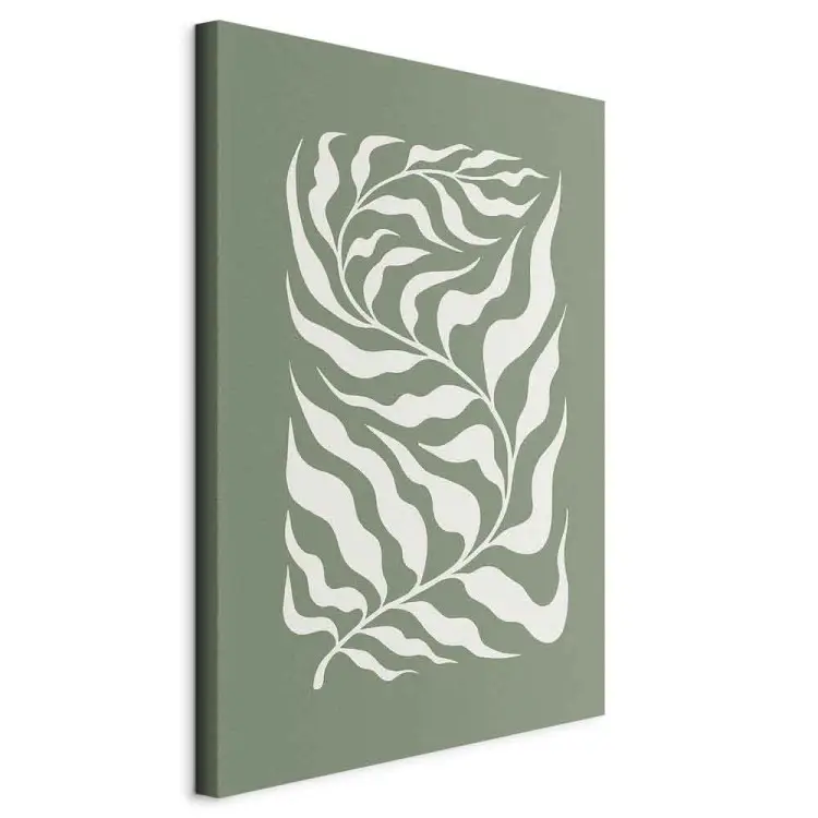 Padrão botânico - planta sobre fundo de sálvia inspirada por Matisse