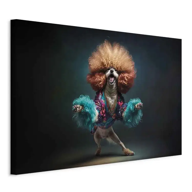 AI cão doodle - animal de estimação com dança disco e afro - horizontal