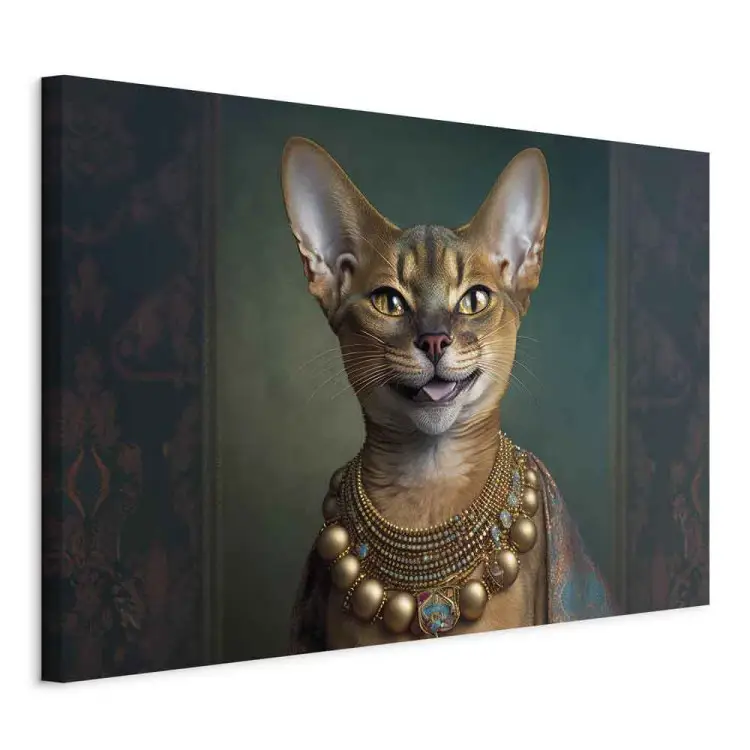 AI gato abissínio - retrato de fantasia de animal de estimação com colar de ouro - horizontal