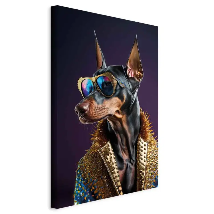AI doberman dog - retrato de fantasia de animal de estimação com óculos de estilo - vertical
