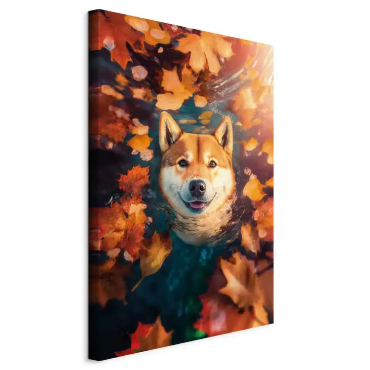 AI shiba dog - retrato de um animal de estimação amigável num clima outonal - vertical