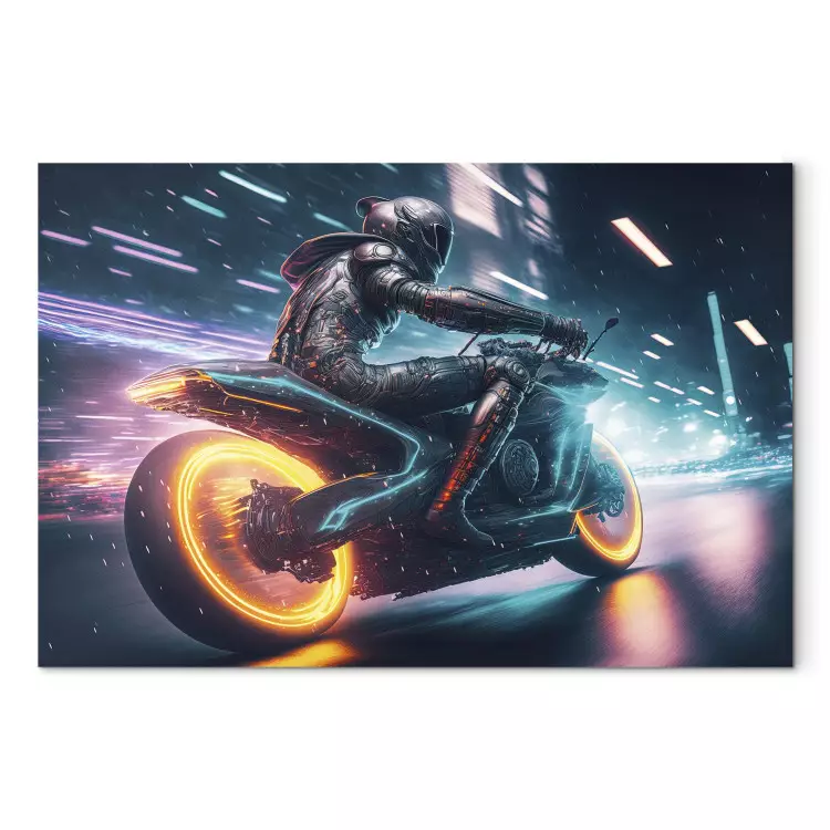 Velocidade da luz - motociclista durante uma corrida nocturna pela cidade