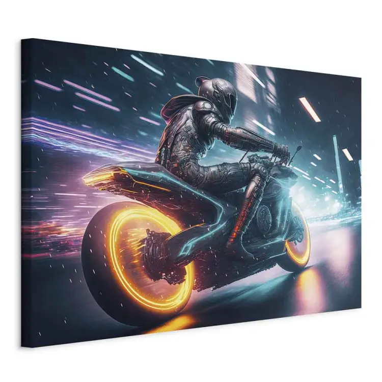 Velocidade da luz - motociclista durante uma corrida nocturna pela cidade