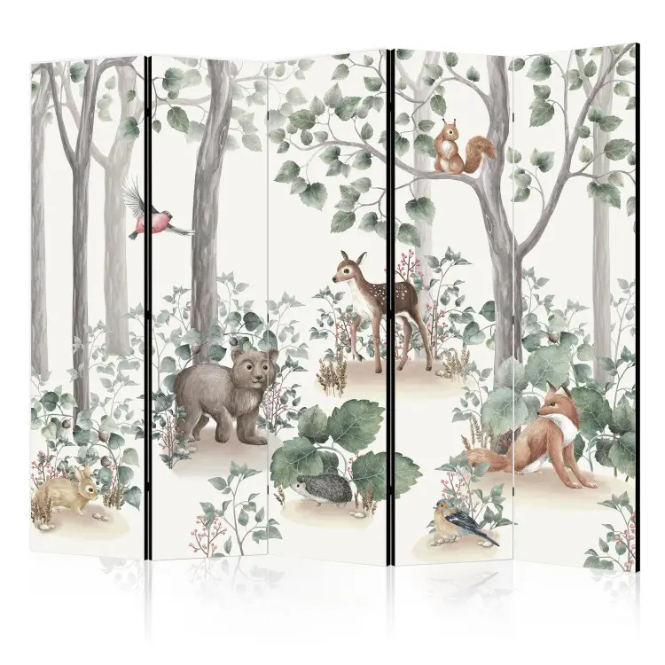 História da floresta II - paisagem aguarelada com animais para crianças
