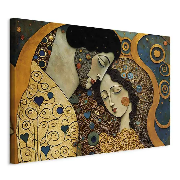 Casal abraçado - retrato em mosaico inspirado no estilo de Gustav Klimt