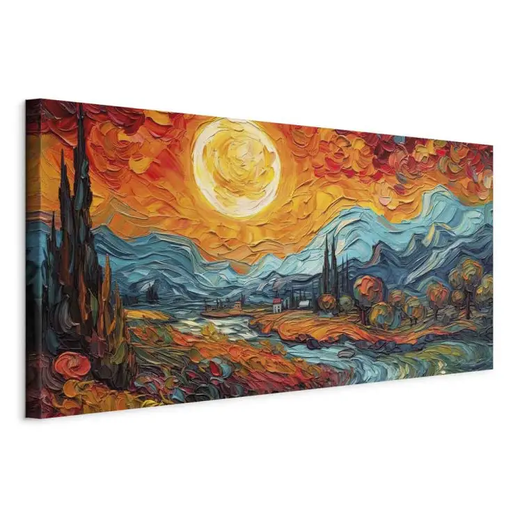 Paisagem rural - cenário de montanha inspirado na obra de van Gogh