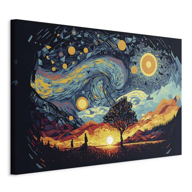 Nascer do sol - paisagem colorida inspirada na obra de Van Gogh