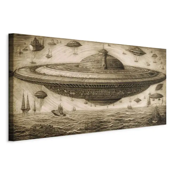 Nave Ufo - esboço inspirado no estilo de Leonardo da Vinci