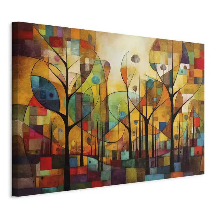 Floresta colorida - composição geométrica inspirada no estilo de Klimt